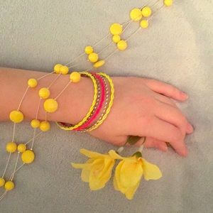 4 bangle bracelets, necklace